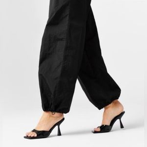 Simmi Black Crocodile Mules Square Open Toe